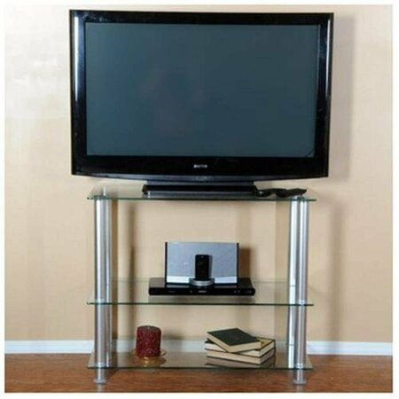 RTA HOME AND OFFICE 35 in. Extra Tall Glass and Aluminum LCD and Plasma TV Stand RT441578